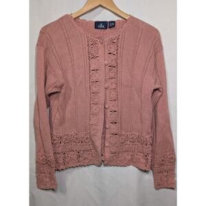 OBR Women's Vintage Crochet Knit Button Front Cardigan Sz S Cottagecore Coquette